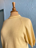 60-70's Canary Yellow knit top with brown striped trim