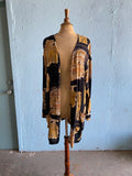 80-90's Black and gold abstract lite blazer shirt