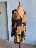 80-90's Black and gold abstract lite blazer shirt