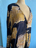 80-90's Black and gold abstract lite blazer shirt