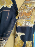 80-90's Black and gold abstract lite blazer shirt