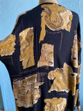 80-90's Black and gold abstract lite blazer shirt