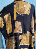 80-90's Black and gold abstract lite blazer shirt