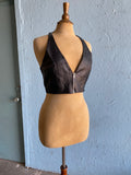 Rockin 90's-Y2K Black leather halter zipper top