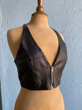 Rockin 90's-Y2K Black leather halter zipper top