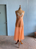 70-80's Peach sheer maxi slip dress