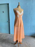 70-80's Peach sheer maxi slip dress