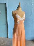 70-80's Peach sheer maxi slip dress