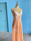 70-80's Peach sheer maxi slip dress