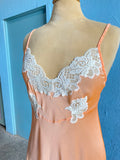 70-80's Peach sheer maxi slip dress