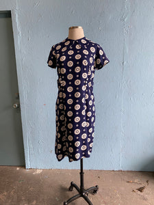 60's Lane Bryant Navy & white daisy mod plus size dress