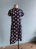 60's Lane Bryant Navy & white daisy mod plus size dress