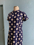 60's Lane Bryant Navy & white daisy mod plus size dress