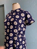 60's Lane Bryant Navy & white daisy mod plus size dress