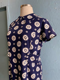 60's Lane Bryant Navy & white daisy mod plus size dress