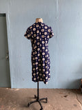 60's Lane Bryant Navy & white daisy mod plus size dress