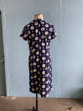 60's Lane Bryant Navy & white daisy mod plus size dress