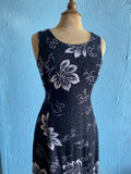 90's Black and white floral maxi dress reversible