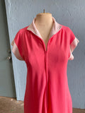 70's Pink terry cloth beach zipper dress