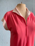 70's Pink terry cloth beach zipper dress