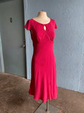 Y2K Ann Taylor Hot pink polka dot silk bias cut dress