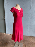 Y2K Ann Taylor Hot pink polka dot silk bias cut dress