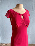 Y2K Ann Taylor Hot pink polka dot silk bias cut dress