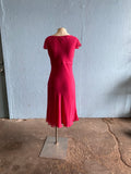 Y2K Ann Taylor Hot pink polka dot silk bias cut dress