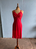 60-70's Red laced slip dress