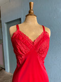 60-70's Red laced slip dress