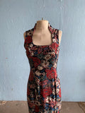 90'spurple, pink floral body con dress