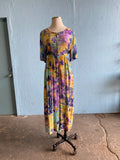 90's Purple & Yellow tie-dye plus size jumpsuit