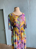 90's Purple & Yellow tie-dye plus size jumpsuit