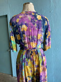 90's Purple & Yellow tie-dye plus size jumpsuit