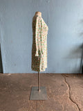 60-70's White long sleeve mini mod dress with shades of green polka dot print