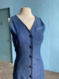 90's Denim body con button down dress