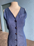 90's Denim body con button down dress