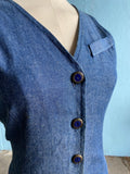 90's Denim body con button down dress