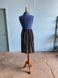 90's Black & white striped midi dress with a denim vest top