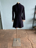 60-70's Navy mini dress with high ruffle neck