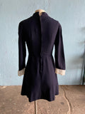 60-70's Navy mini dress with high ruffle neck