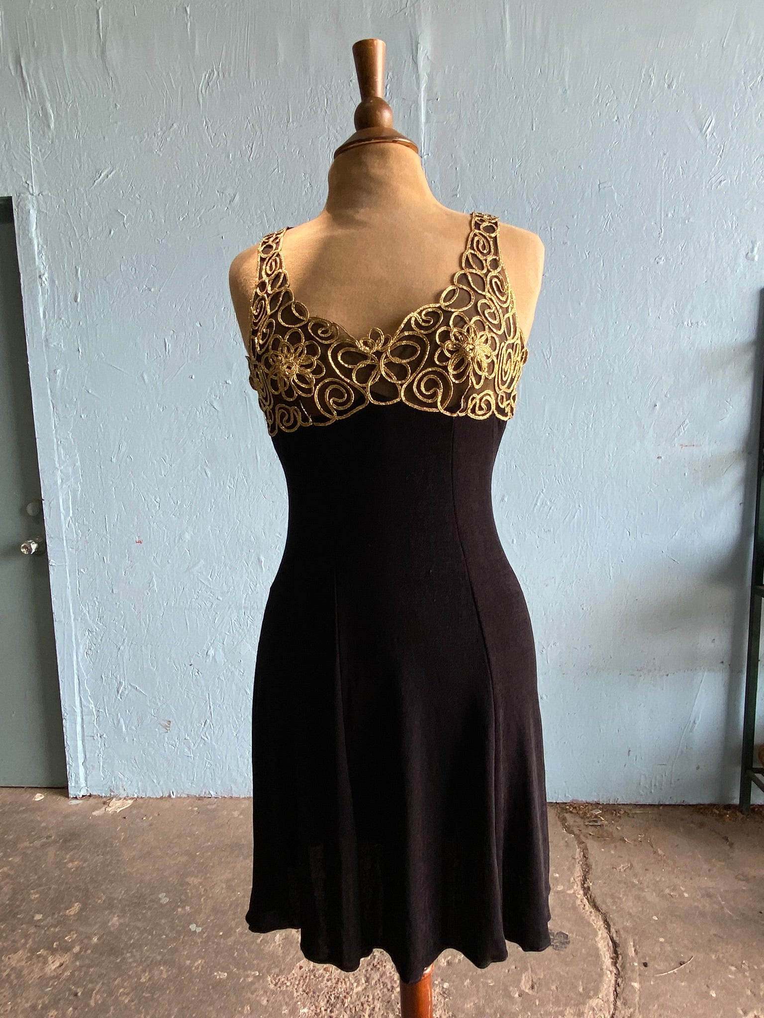 90's Madonna LBD with mesh gold swirl top Vida Antigua Collective 90's Madonna LBD with mesh gold swirl top Vida Antigua Collective