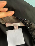 Y2K Black bias cut dress with side ruffle hem and tiny star sequin