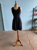 90's Black velour skater mini dress