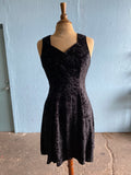 90's Black velour skater mini dress