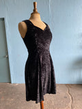 90's Black velour skater mini dress