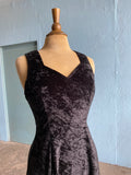 90's Black velour skater mini dress