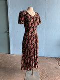 90's Rampage Black and Pink floral maxi dress with back corset lacing