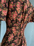 90's Rampage Black and Pink floral maxi dress with back corset lacing