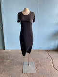 90's Black body con midi dress